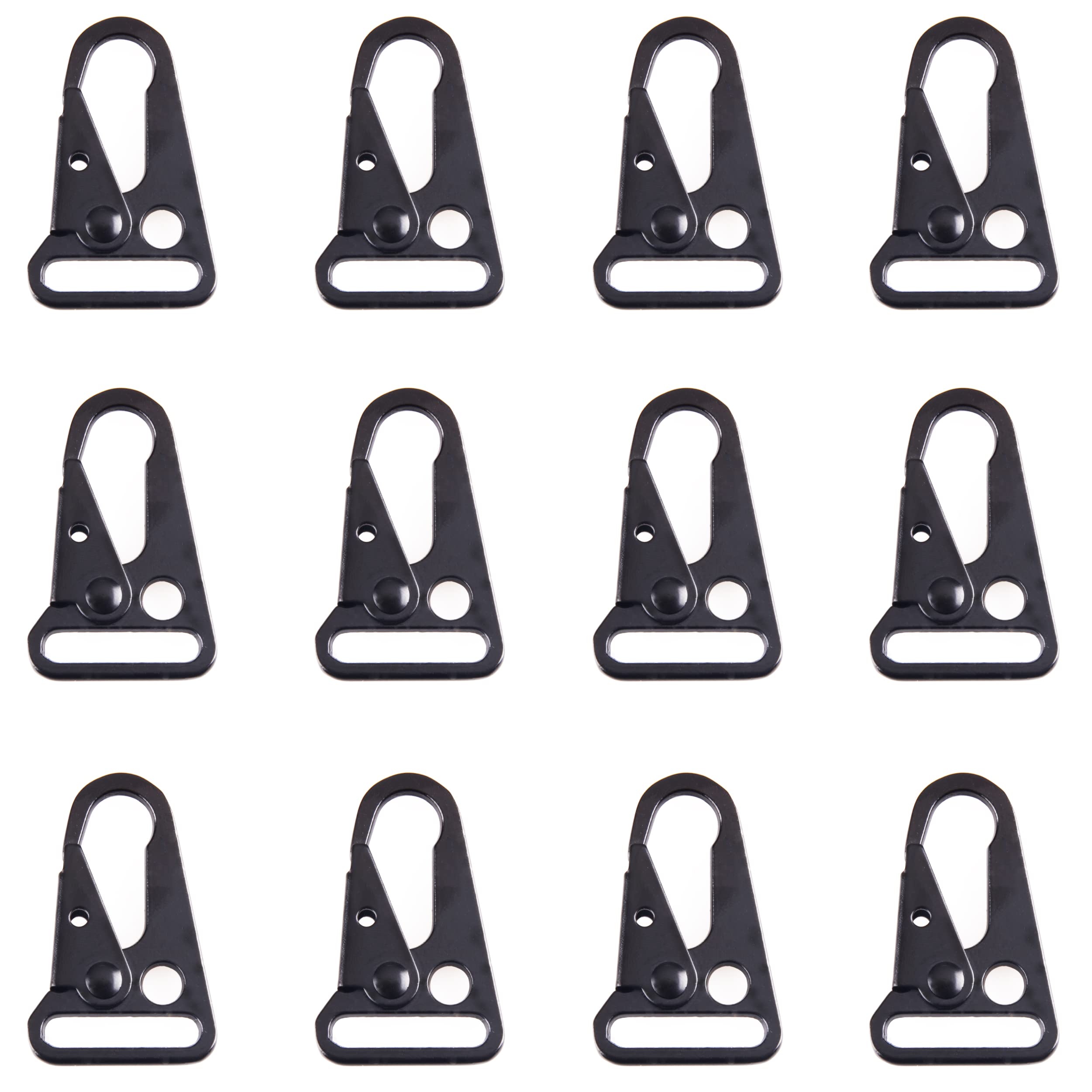 Azarxis Tactical Gear Clip Nylon Belt Webbing Metal Key Ring Holder Hanging Buckle Multi Purpose Durable Tactical Backpack Molle Clip for Backpack Bag Belt Camping Hiking Outdoor (25mm - Pack of 12)