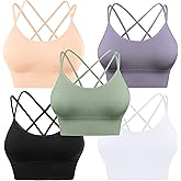 Evercute Cross Back Sport Bras Padded Strappy Criss Cross Cropped Bras for Yoga Workout Fitness Low Impact