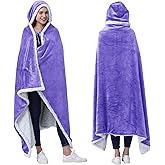 Catalonia Hooded Blanket Poncho | Wearable Blanket Wrap with Hand Pockets | Comfy Sherpa Fleece Throw Cape for Adults, Women Gift