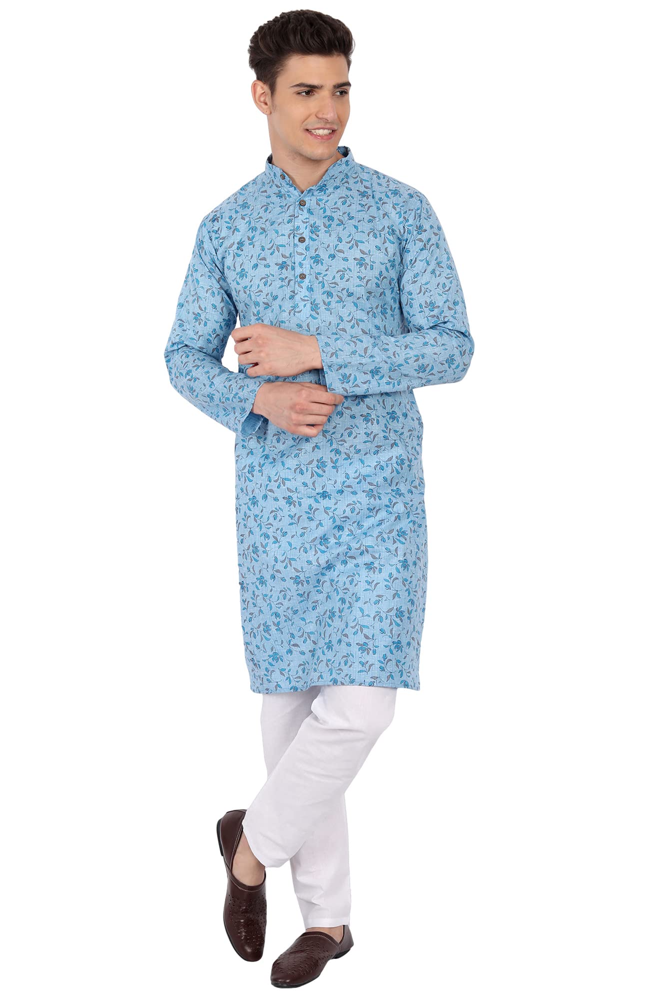 SKAVIJ Men's Cotton Kurta Set Indian Ethnic Festive