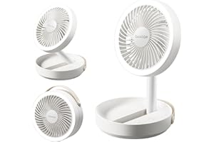 Gaiatop Foldable Small Desk Fan with LED Night Light, 6.8in Wireless 6000mAh Battery Powered Portable Fan USB Rechargeable, Bedroom Office Dorm Camping Travel Cruise Essentials, Gifts for Women Men