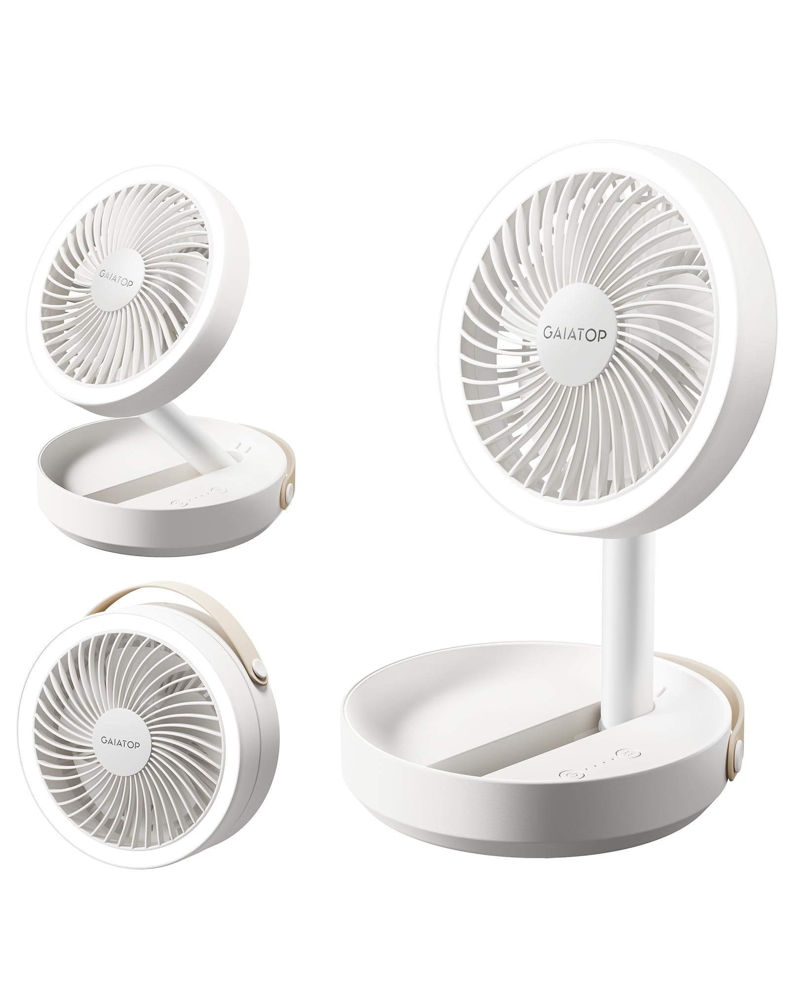 Photo 1 of Gaiatop Foldable Small Desk Fan with LED Night Light, 6000mAh Battery Powered Portable Fan USB Rechargeable, Bedroom Office Dorm Travel Camping Essentials, Summer Gifts for Women Men Teens, 6.8in
