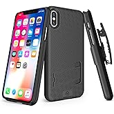 iPhone X/XS Holster Case, WixGear Slim Shell Holster Combo Case for Apple iPhone X/XS/iPhone 10 with Stand and Swivel Belt Clip - Black
