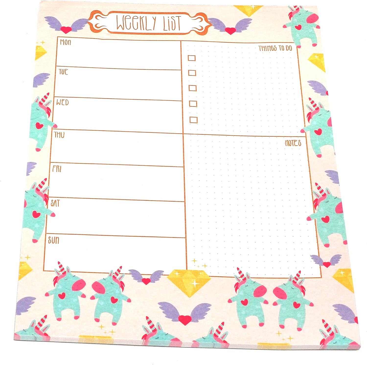 Sixstore A4 Cute Unicorn Weekly Planner Pad, 52 Sheets Week to View Schedule Organizer Notepad, To-Do List Desk Planner