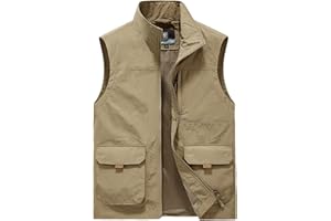 BADHUB Men's Lightweight Softshell Vest, Windproof Sleeveless Jacket for Travel Hiking Golf Utility Vest Pockets Work Vest