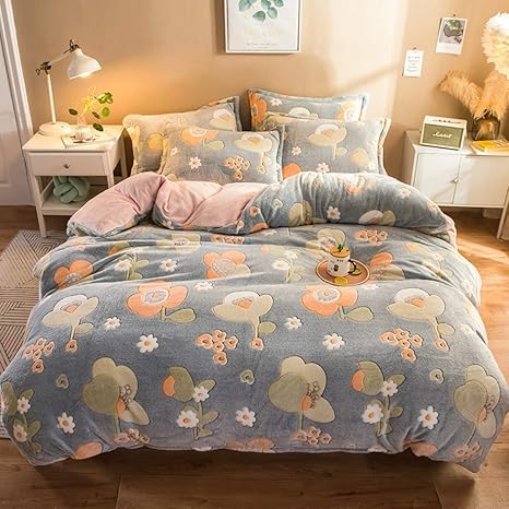 Amazon Co Jp 厚い フランネル 布団カバー 夜の汗 冬 コーラルフリース ベッドシーツ 寝具カバーセット 4個 赤ちゃん の 男 幼児 ベビーベッド 花 L ホーム キッチン