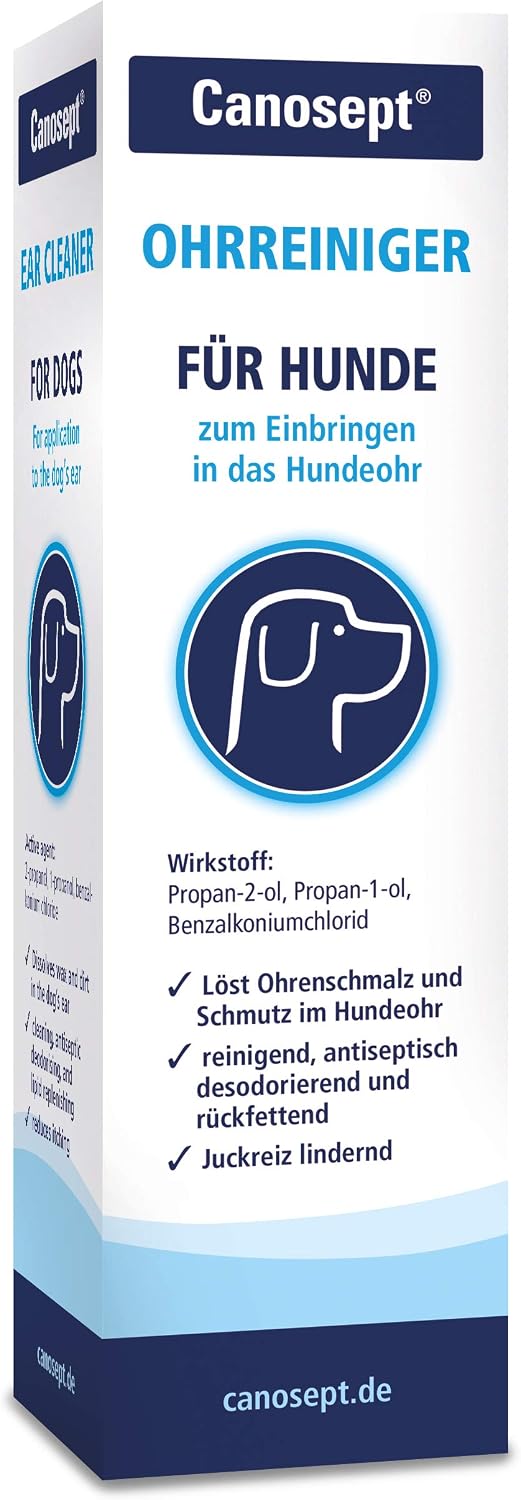 Canosept Dog Ear Cleaner 125ml, Dog antiseptic dropper opening, Dog ear cleaner solution, Dog ear drops, Dog ear wash