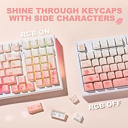 YUNZII Sakura PBT Keycaps, 131-key Double Shot/Dye