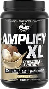 Pmd Sports Amplify Xl Premium Whey Protein Supplement Hydro Greens Blend Glutamine And Whey Protein Matrix With Superfood For Muscle Strength And Recovery Vanilla Flex 24 Servings Amazon Com