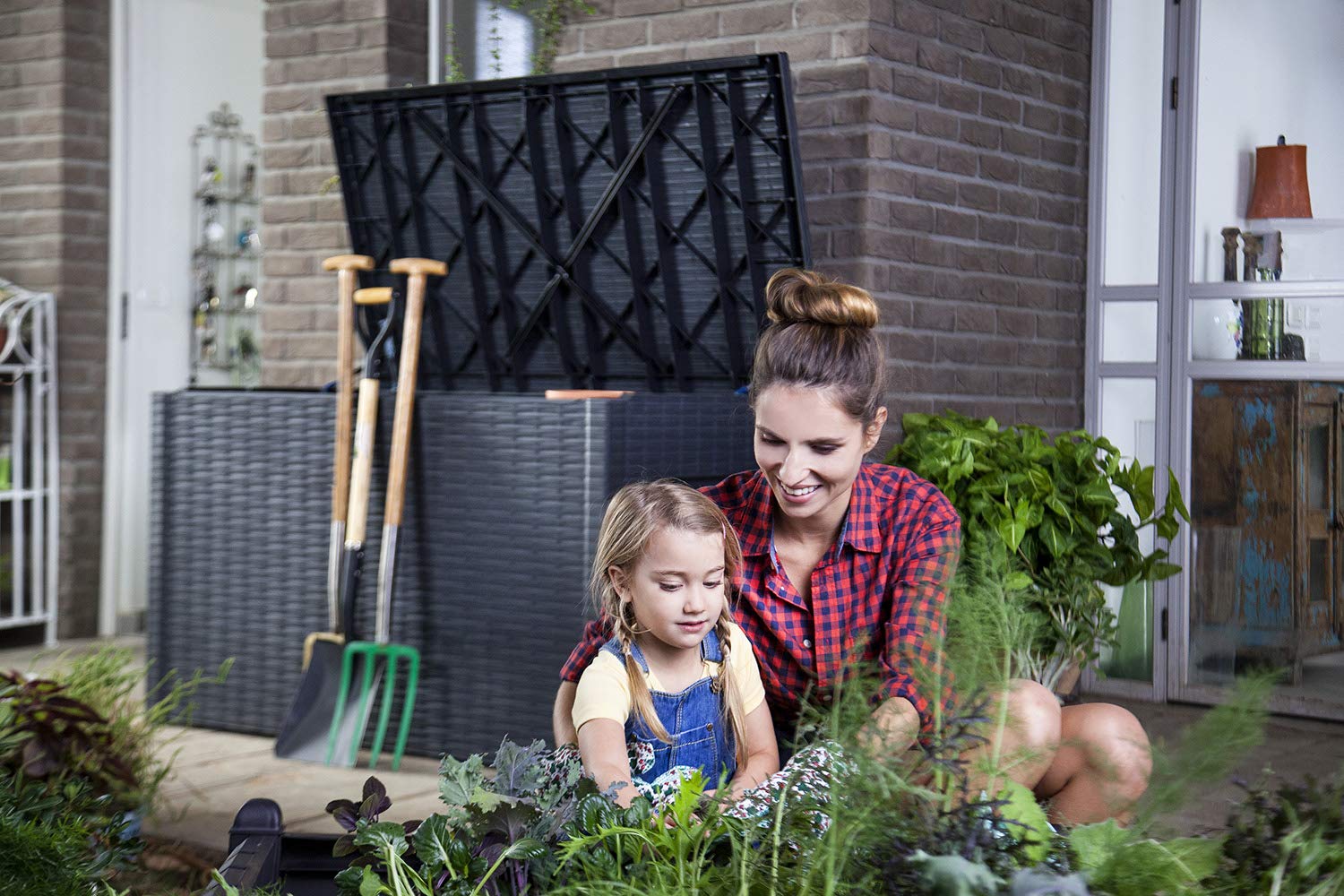 Keter Java XXL 230 Gallon Resin Rattan Look Large Outdoor Storage Deck Box for Patio Furniture