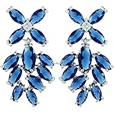 [RIZILIA BLOSSOM] Dangle Drop Pierced Earrings with Marquise Cut CZ [4 Colors available] in White Gold Plated, Simple Modern Elegant