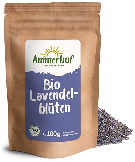 Bio Lavendelblüten (100g) - Bio Lavendel getrocknet, ganze Blüten in Lebensmittelqualität aus Frankreich - 100% rein ohne Zus