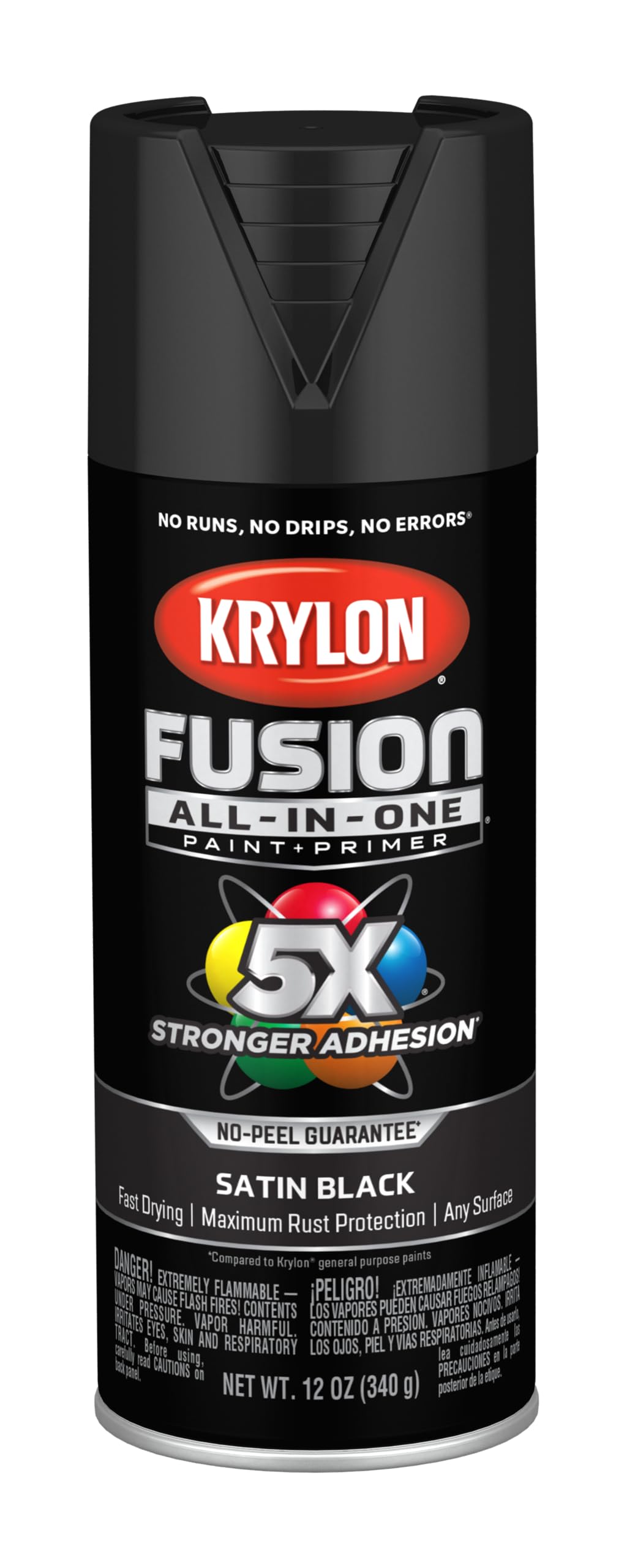 Krylon Fusion All-In-One Adhesive Spray Paint for Indoor/Outdoor Use, 12 oz, Black