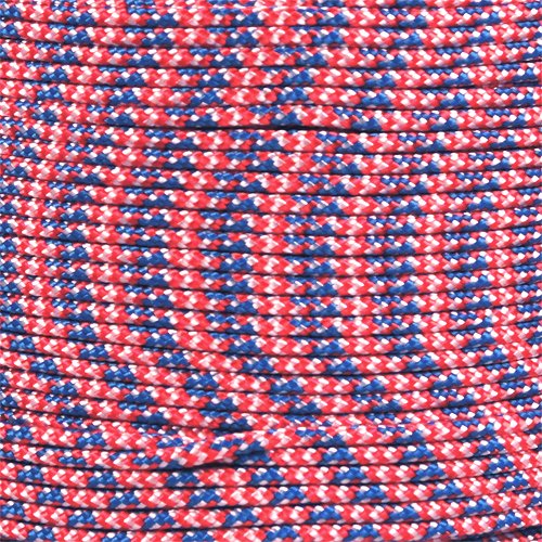 PARACORD PLANET 10, 25, 50, and 100 Foot Hanks of 425 Paracord (3mm) - Made of 100% Nylon for Tactical, Crafting, Survival, General Use, and Much More (Stars and Stripes, 100 Feet)