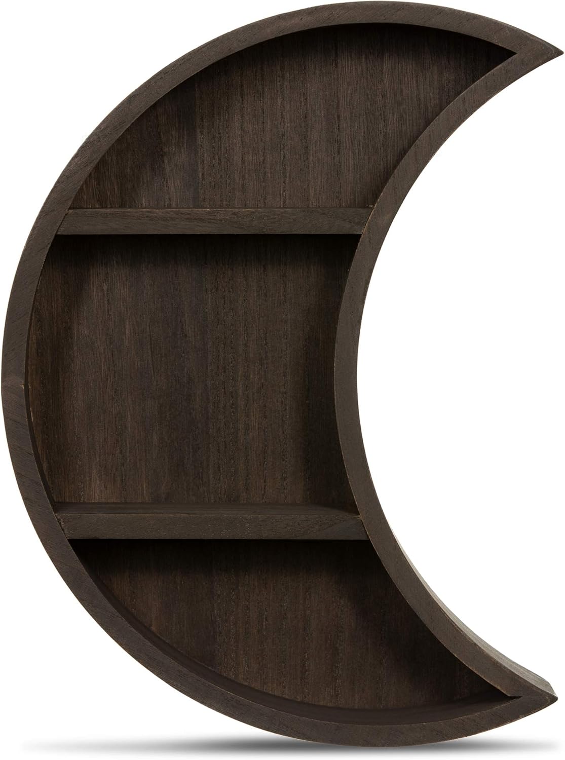 Rustix Rustic Hanging Wooden Moon Shelf Display with Shelves Perfect Moon Wall Art to Display Shelf Decor, Crystal, Small Photos or Witchy Room Decor.