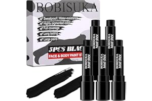 BOBISUKA 5PCS Eye Black Stick, Sports Face Body Paint for Football, Baseball, Softball – Anti Glare Under Eye Stick – Oil Based Black Face Painting Kit for Halloween Skull Skeleton Costume Cosplay Makeup