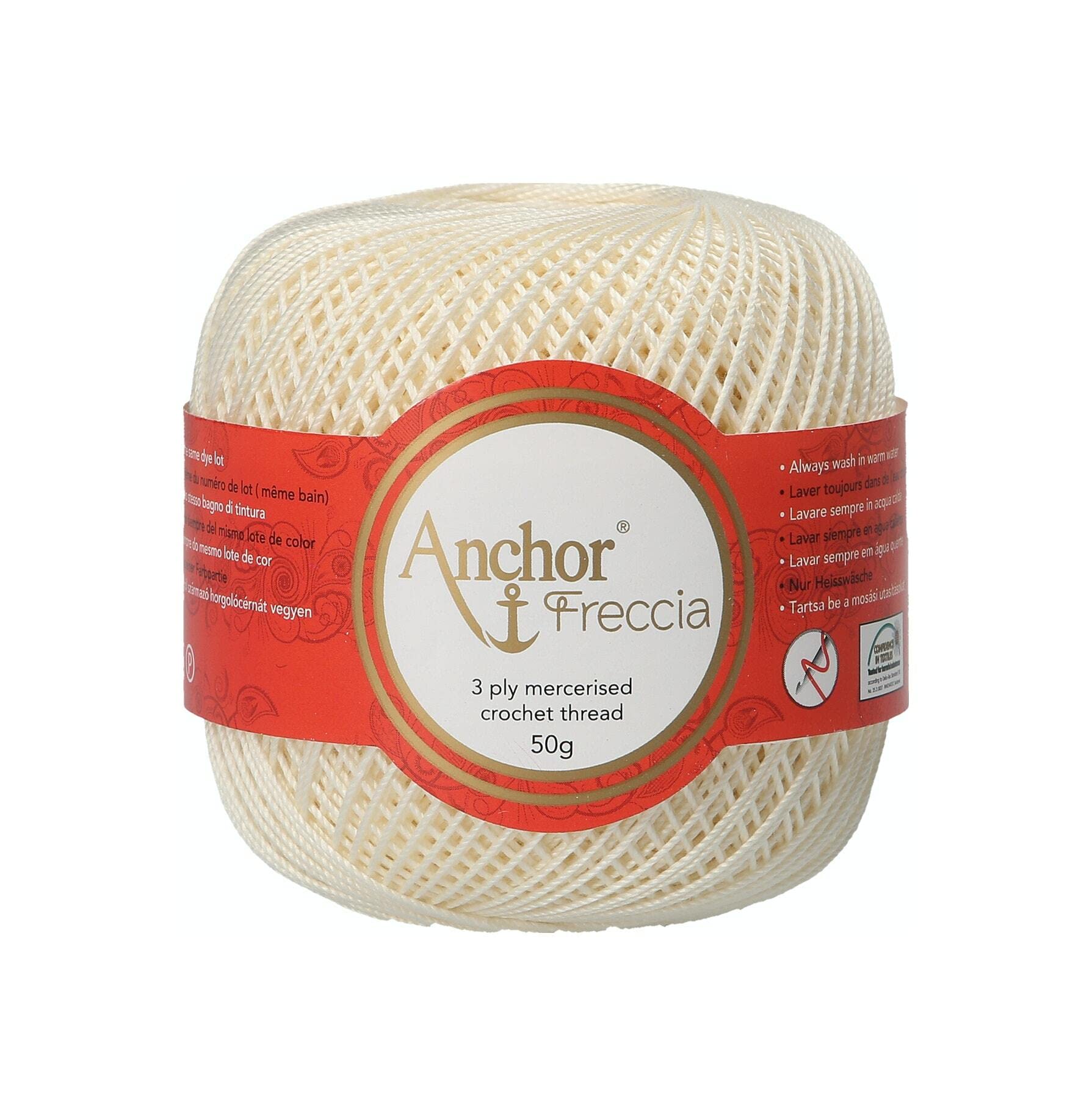 Anchor Freccia 6 Gauge 100% Cotton Crochet Yarn, Cotton, 06650 White, 6,6cm x 6,6cm x 6,6cm — image 1