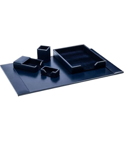Amazon.com: DACASSO Black Bonded Leather 5-Piece Desk Set : Office