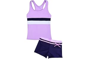 Uhnice Girls Swimsuit Two Piece Tankini Swimwear with Boyshort