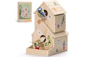 SainSmart Jr. Bird House Kit for Kids to Build and Paint - Art Craft Wooden Toys - Unfinished Wood Crafts with Stickers - Woodworking Crafts for Children Ages 3+