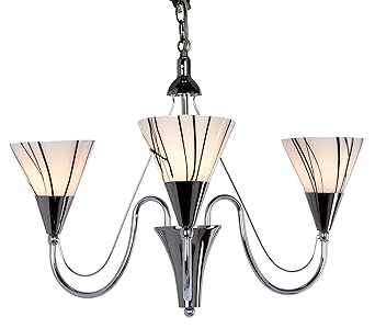 Loxton Lighting 52 Cm 3 Light Fitting Chrome Black Nickel