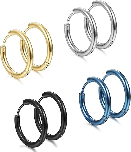 Amazon フープピアス フープ イヤリング サージカル ステンレス ピアス シルバー メンズ リング 18 フェイク 樹脂 シンプルな ユニセックス 男女兼用 両耳用 内径 10mm 16mm 4色4ペアセット ピアス 通販