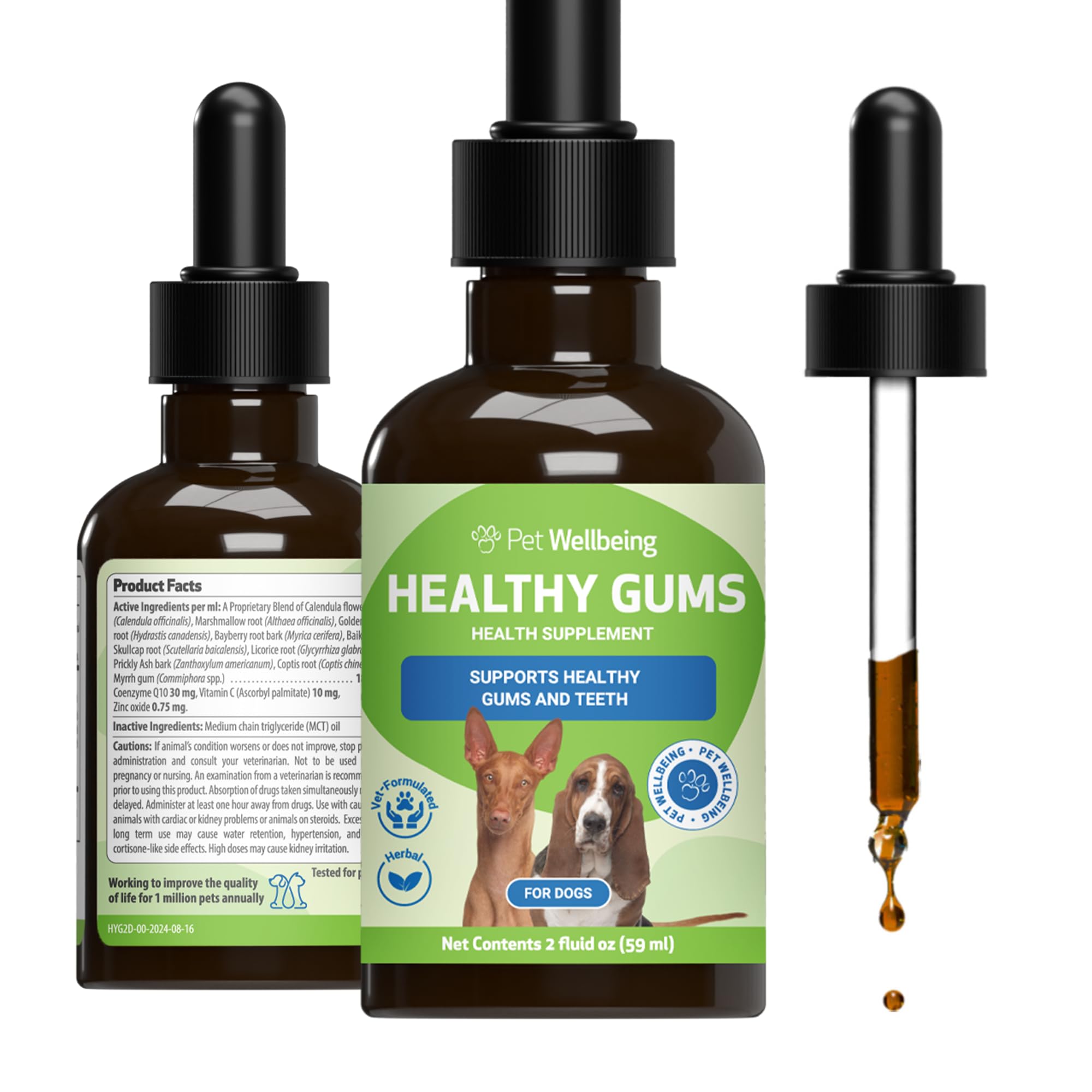Pet Wellbeing Healthy Gums - Dog Periodontal Health - A Natural, Herbal Supplement For Healthy Gums, Teeth And Breath 2 Ounces