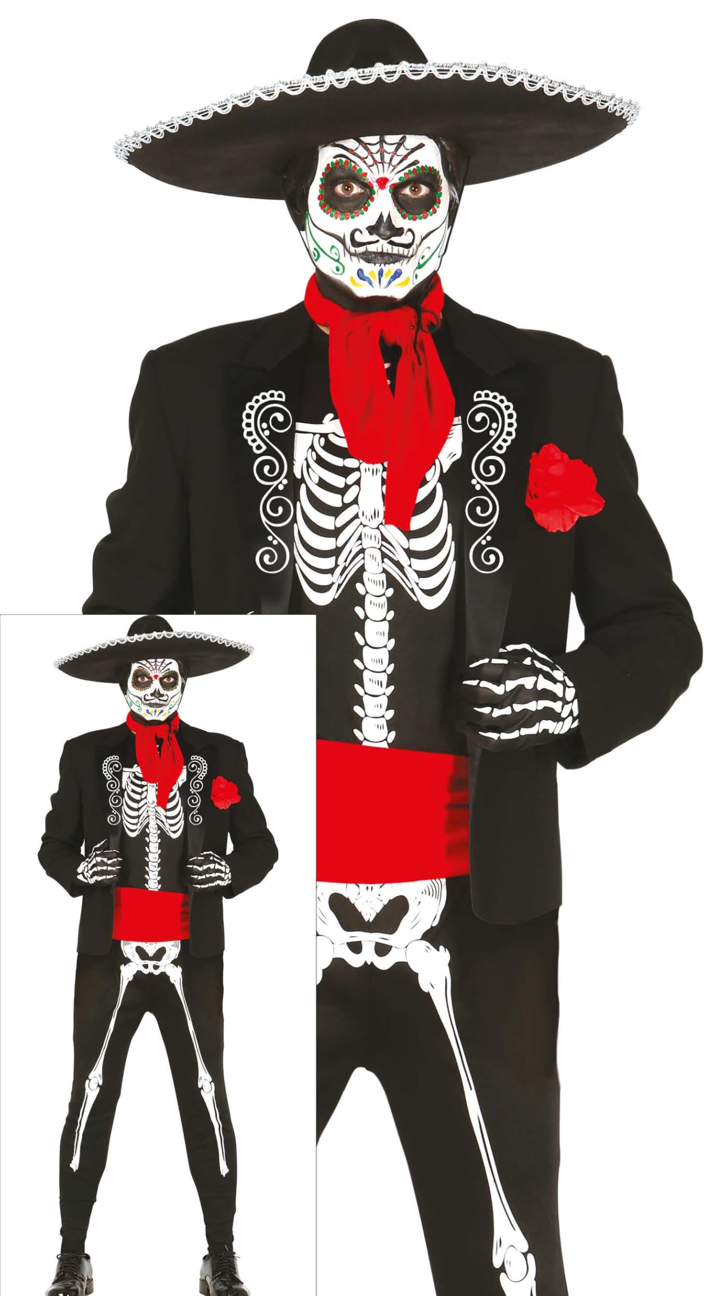 Guirca - Adult Mexican Skeleton Costume, Size 52 – 54 (84297.0)