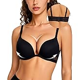 Upushall Push Up Padded Bra Plunge T-Shirt Bras for Women Add 2 Cup Sizes