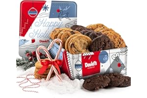 DAVID'S COOKIES David’s Cookies Winter Wonderland Assorted Christmas Cookies Tin - Delicious Chocolate Chunk & Oatmeal Raisin Cookies - Fresh-baked and Homemade Cookies - Gourmet Holiday Food Gift Basket for Everyone