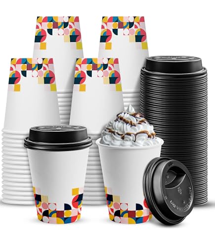 Lot De 150 Couvercles En Carton Blanc Pour Tasses à Café - Capuchons Jetables, 8x8 Cm, Empilables