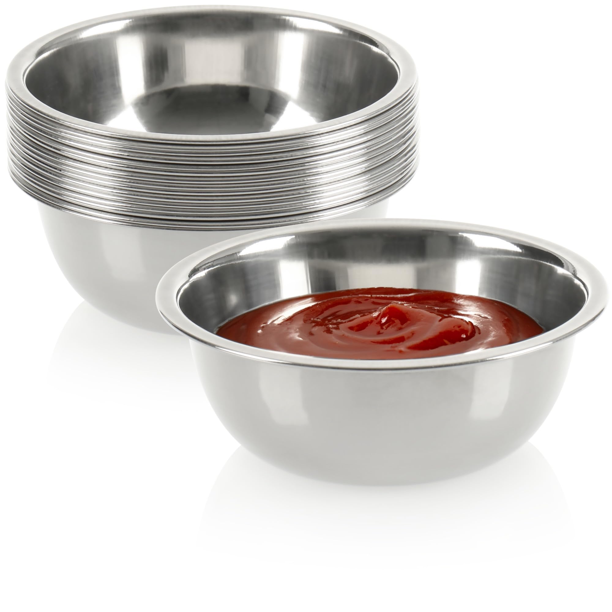 com-four® 16x Sauce Bowls - Small Bowls - Bowl for sauces, dips and Snacks - Snack Bowls, Bowl Set - Spice Bowl - Small Metal Bowl - Stainless Steel (16 Stück - Ø 10.5cm)