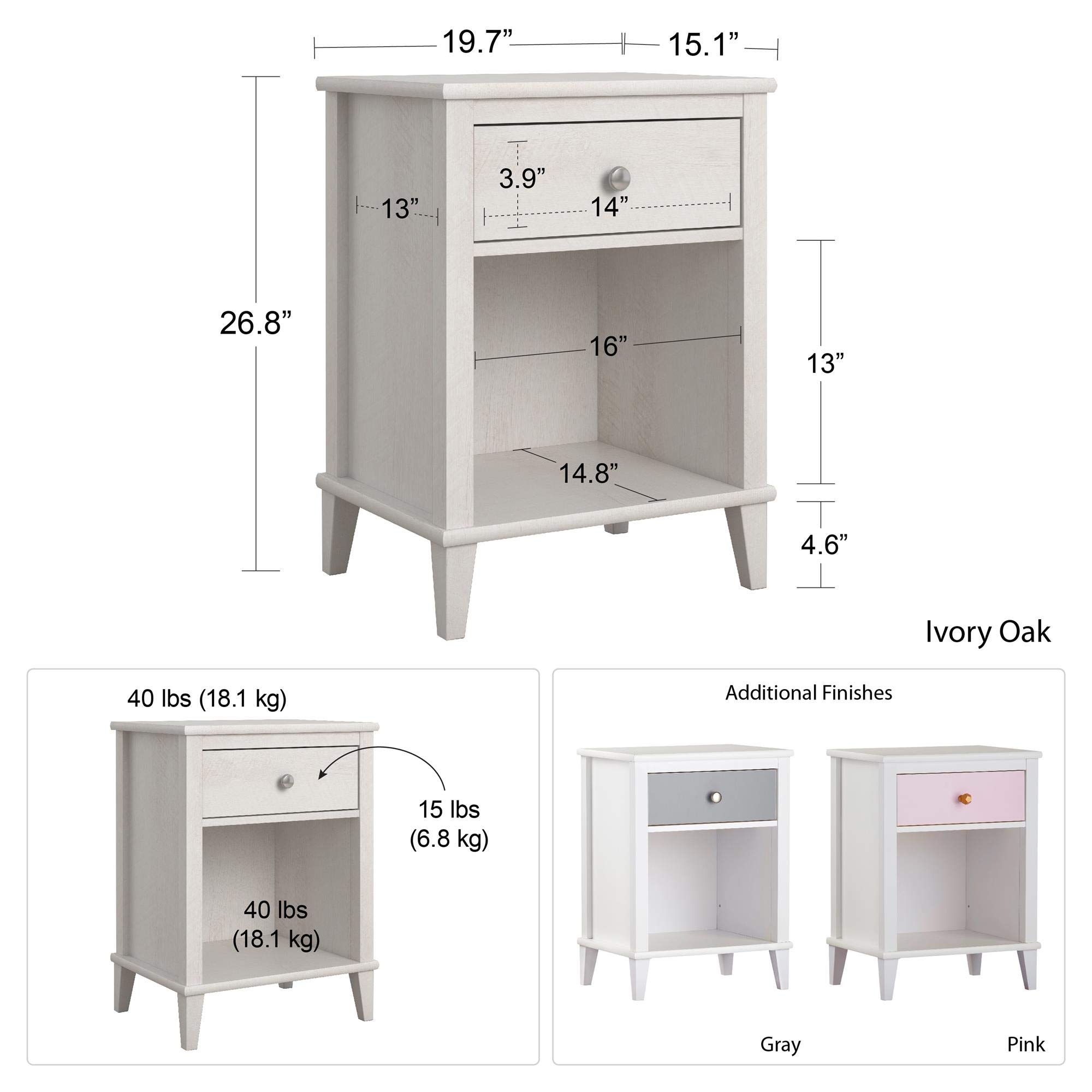 Little Seeds Monarch Hill Poppy Nightstand, White/Pink