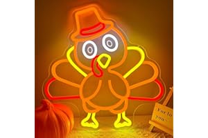 CHEUNYAR Thanksgiving Turkey Neon Sign Thanksgiving Turkey Decorations Thanksgiving Day Neon Sign for Wall Decor Neon Light Up Sign for Thanksgiving Day Door Wall Art Window Home Party Holiday Gift