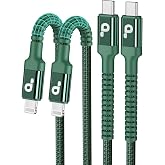 USB C to Lightning Cable 6FT 2Pack USB-C Fast Charger Cable Mfi Certified | Type C to Lightning Cord USBC for iPhone 13 12 11 Pro Max Mini X XS XR 8 Plus 10 SE iPad 8th Carplay (Green)