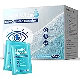 30PCS Tea Tree Oil Eyelid Cleansing Wipes,For Dry Eyes Daily Eye Care&Makeup Remover with Physiological Saline Removing Oil and Debris from Eyelids, Rinse Free Individually Wrapped Travel Essentials ﻿