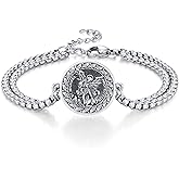 F4DEDAN 925 Sterling Silver Bracelet for Men Saint Bracelets Catholic Religious Christian Jewelry Gift
