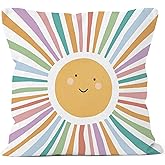 MONALET Colorful Boho Sun Throw Pillow Covers 18x18, Sunshine Decor Pillow Cases Gifts for Playroom Classroom Nursery Kids Room Bedroom, Bohemian Sun Decorative Square Pillowcases for Couch Bed Sofa