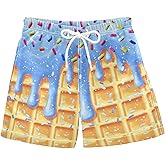 Boccsty Blue Ice Cream Boys Swim Trunks Baby Kids Swimwear Summer Toddler Beach Board Shorts 2T-XL
