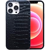 DMaos Compatible with iPhone 13 Case for Women, Crocodile Synthetic Patent Leather Cover, Classic Fashion for iPhone13 6.1 Inch - Black