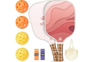 niupipo Pickleball Paddles Set of 2/4, USAPA Approved Fiberglass Surface Lightweight Pickle Ball Rackets with Honeycomb Core, 2 Indoor and 2 Outdoor Balls, 1 Carrying Bag for Beginner, Men, Women