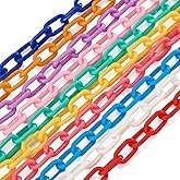 Beadthoven 40 Strands Acrylic Chains Link Rings, Oval Quick Link Connectors C-Clips Hooks Multicolor Cross Chain Linking Rings for DIY Purse Necklace Eyeglasses Lanyard Strap Jewelry Making 19.88”
