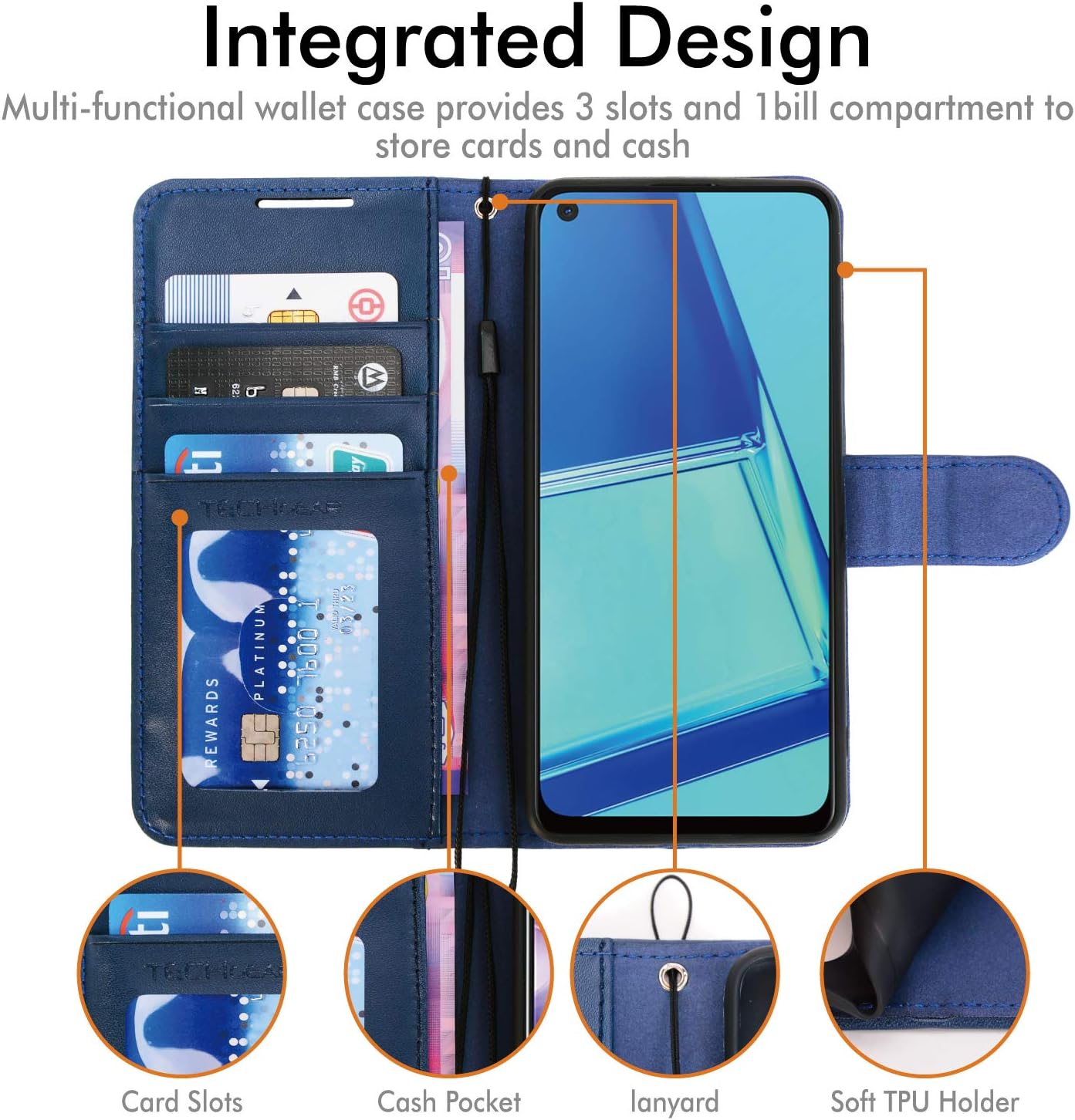 TECHGEAR Leather Wallet Case for Oppo A72 / A52 / A92, Flip Protective Case Cover with Wallet Card Holder - Image 4