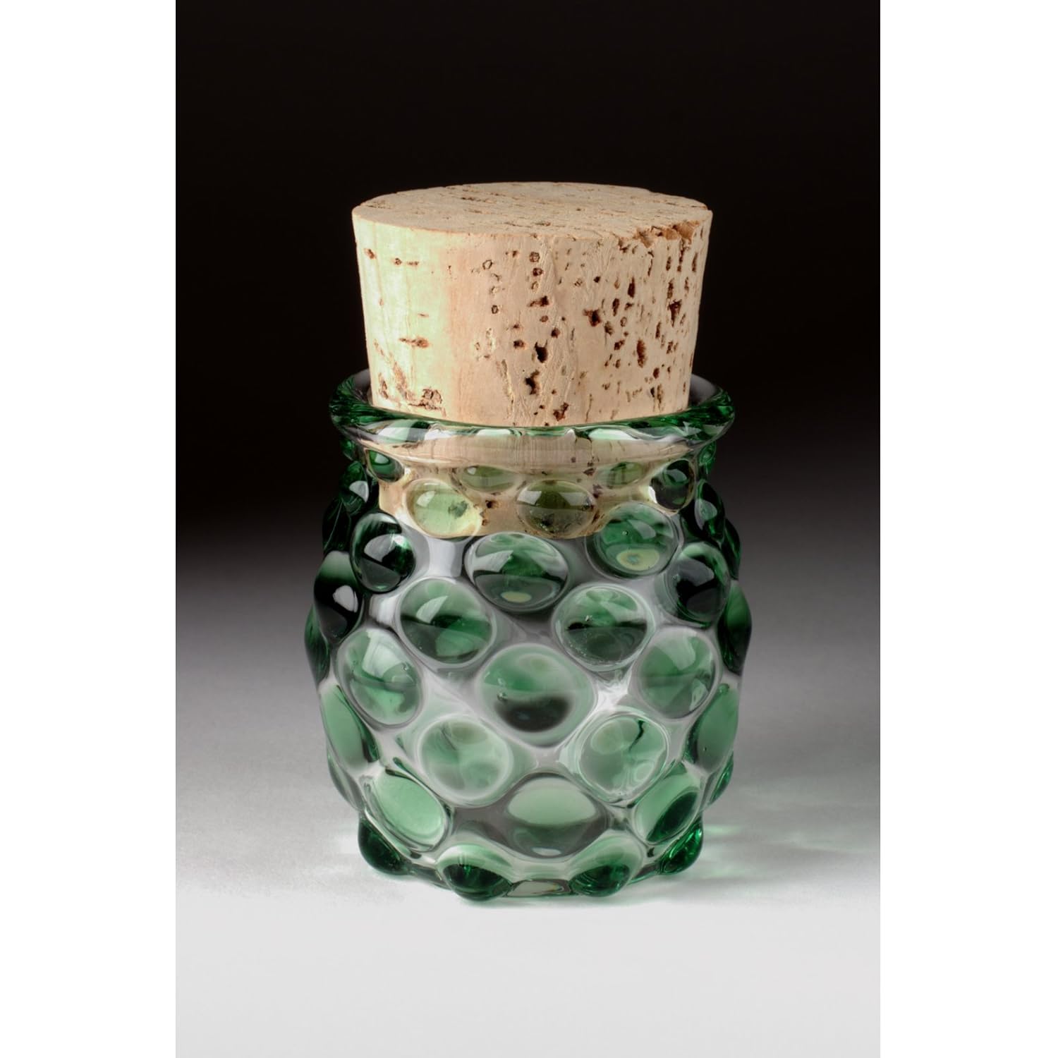 Blown Glass Large Polka Dot Jar Green Handmade