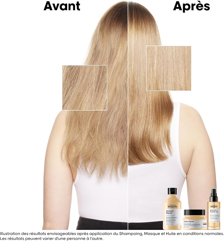 L'OREAL PROFESSIONNEL - Shampoing Restructurant Instantané Absolut Repair - Homme & Femme - 77% de Dommage en Moins - 7x Plus de Brillance - Cheveux Secs & Abîmés - Recharge 500 ml