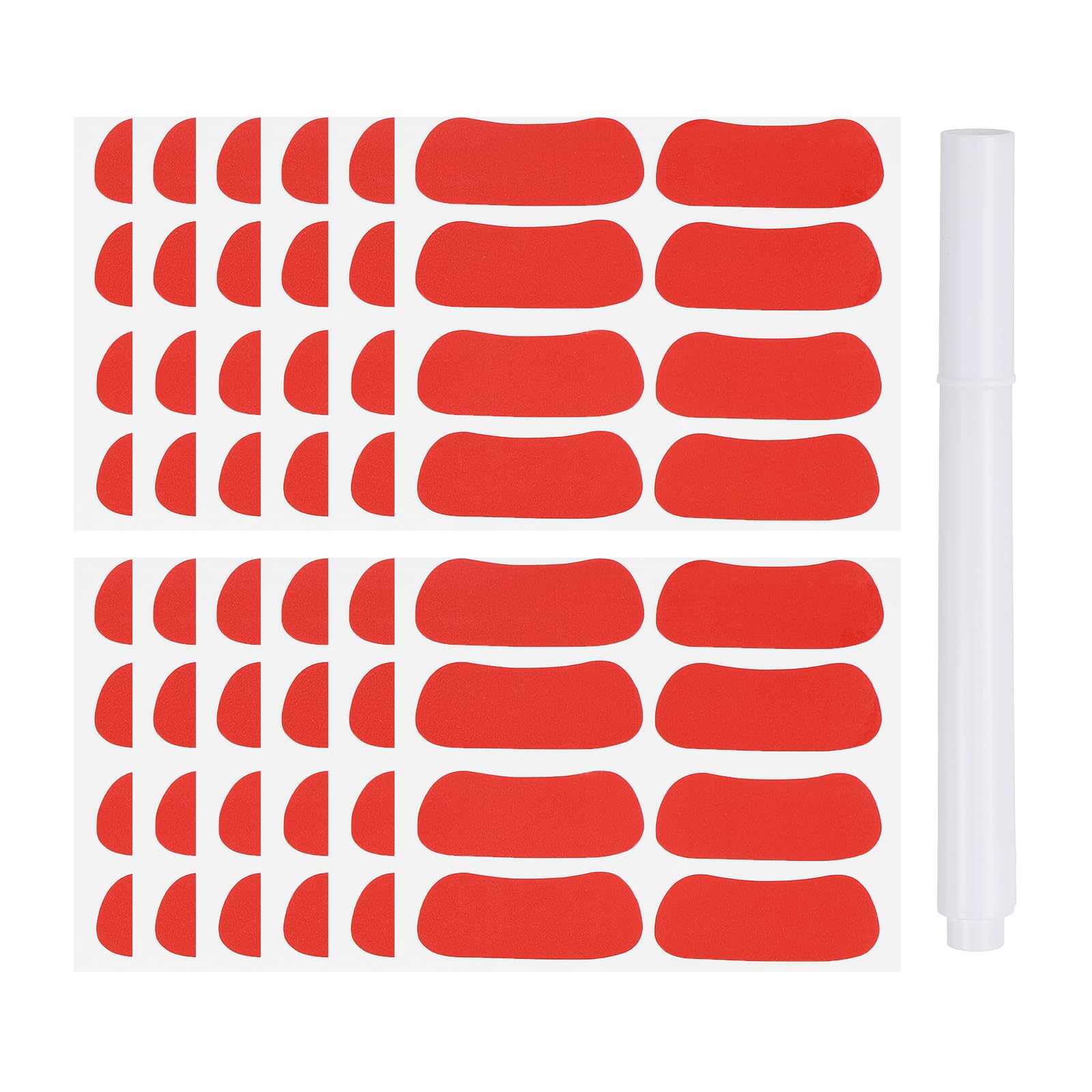 PATIKIL 48 Pairs Sports Eye Black Stickers, Under Eye Black Strips Football Face Stickers Breathable Eyeblack Sticker with 1 Pcs White Pencil for Baseball Fans on Game Day, Warm Red