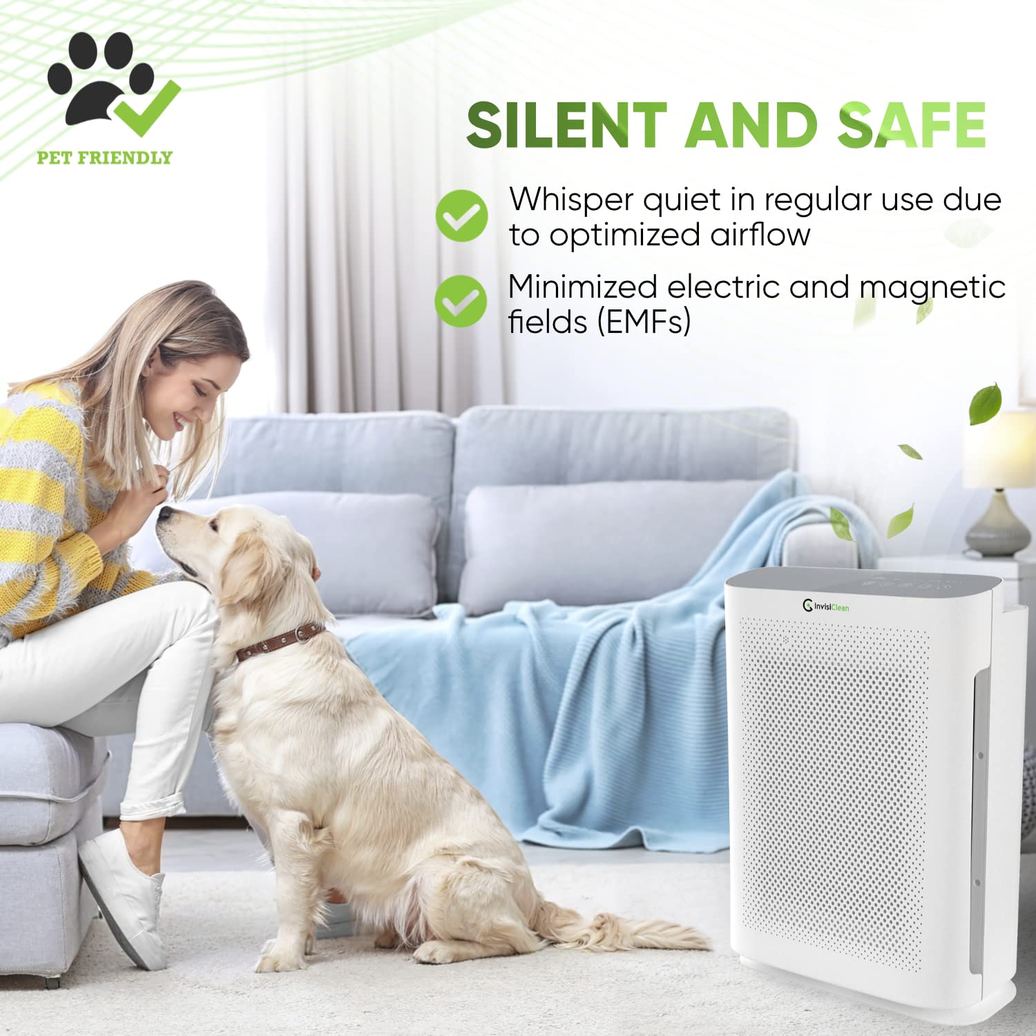 Air Purifier for Home Allergies & Pets | 4-in-1 H13 True HEPA Filter/Ionizer/Carbon + UV Light | Portable Air Purifiers for Large Room & Bedroom Odor Elimination - InvisiClean Aura II