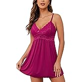 Ababoon Sexy Lingerie Women Lace Modal Sleepwear Chemises V-Neck Full Slip Babydoll Nightgown