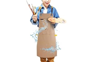 Stenffy Kids Art Aprons for Painting, Gardening, Cooking, Multiple Pockets, Kids Smock for Boys & Girls, Waterproof (Age6-12)