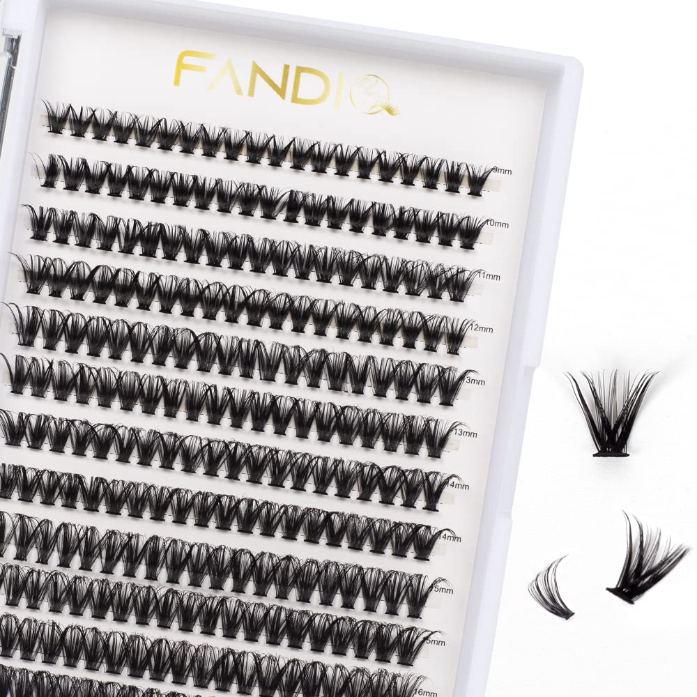FANDIQ Individual Lashes, 240 Pcs Cluster Lashes 40D D Curl 9-16Mix Lash Clusters Soft Volume Wispy False Eyelashes DIY Eyelash Extensions at Home (40D-0.07D-9-16mix), Black — image 1